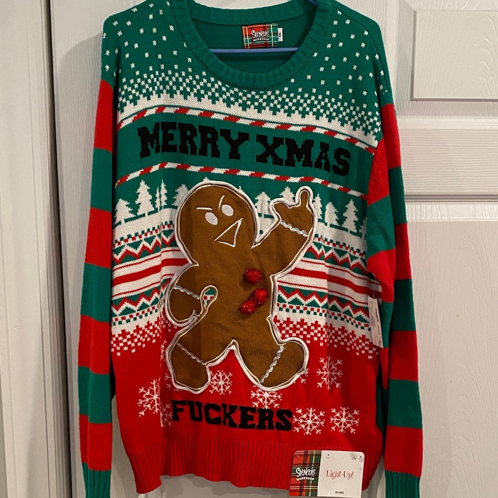 Spencer's Gingerbread Holiday Sweater in Red and Green